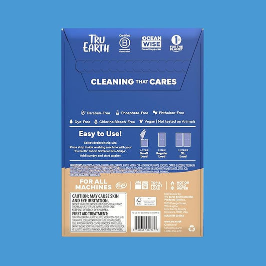 Tru Earth Compact Dry Laundry Detergent Sheets - Up to 64 Loads (32 Sheets) - Paraben-Free - Original Eco-Strip Liquidless Detergent, Great for Travel - Vanilla Bean