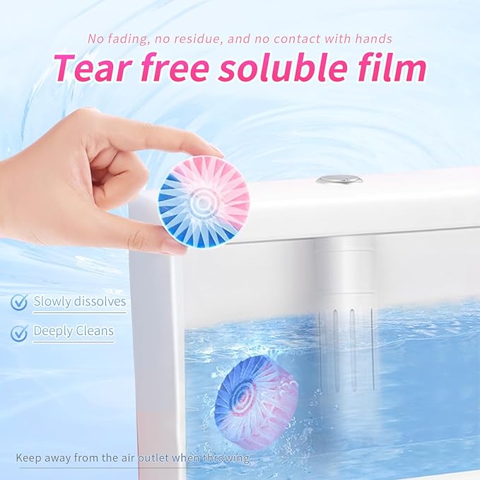 Automatic Toilet Bowl Cleaner Tablets, 30-Pack Long-Lasting Toilet Tank Cleaner for Bathroom, Blue Water Freshener, Prevents Stains & Odor, Safe for All Toilets (30, Blue and green)