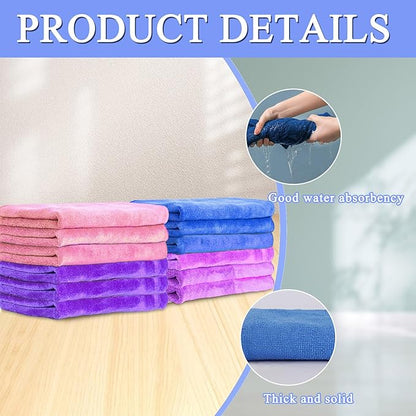 12 Pcs Extra Large Microfiber Cleaning Cloth, 20" x 30" Washable Reusable Large Floor Cloth Rags, Microfiber Towels for Mop Cleaning Office Bathrooms Housekeeping (Purple, Blue, Pink)