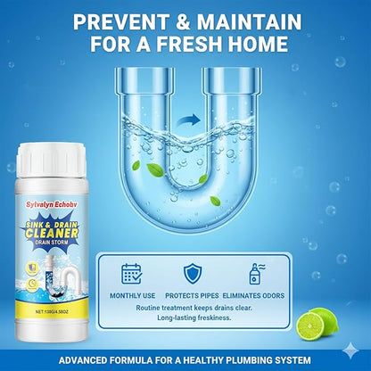 Sink & Drain Cleaner Powder, Fast Foaming for Kitchen, Bathroom,Toilet Pipes - Removes Grease, Hair & Food Waste - 130g (1)