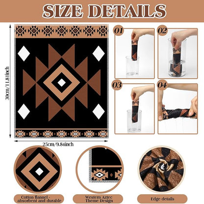 36 Pack Western Aztec Reusable Cleaning Cloths Washable Cotton Kitchen Towels for Home(Brown)