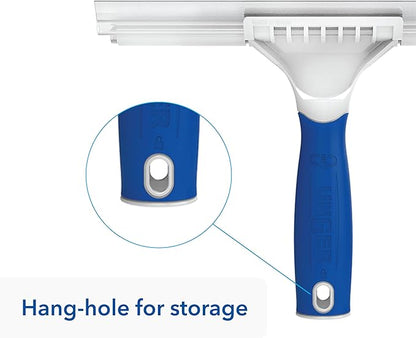 Unger Professional Connect and Clean 10” Glass and Tile Shower Squeegee, Compatible with Standard Threaded Pole, 2-in-1 Bathroom Cleaning Supplies, Cleaner for Showers and Mirrors, Streak-Free Results