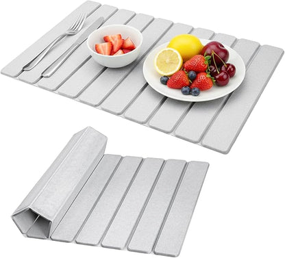 Large Stone Dish Drying Mat for Kitchen Counter, Collapsible 24"X16" Super Absorbent Diatomaceous Earth Dish Drying Mat Kitchen Drying Mat for Dishes, Bottles, Match Any Countertop