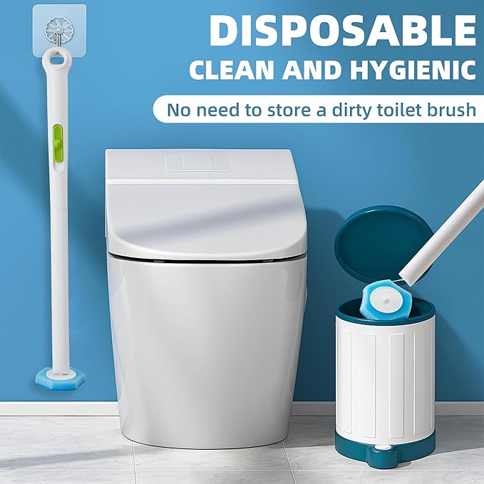 Disposable Toilet Brush, Toilet Bowl Cleaner with 24 Upgraded Cleaner Refills, Wall Mounted Toilet Brush and Holder Set, Bathroom Cleaning System for Bathtub Sink Wash Basin