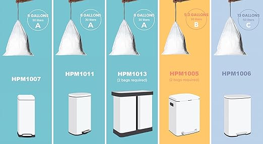 happimess 5.3 Gallon (20L) Drawstring Trash Bags, Unscented, White, Heavy Duty LDPE Liners for Kitchen and Household, Custom Fit 60 Count (3 Packs of 20 Liners) HPM3000B-WHITE