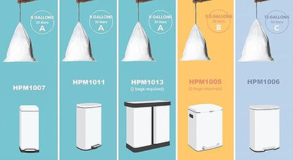 happimess 5.3 Gallon (20L) Drawstring Trash Bags, Unscented, White, Heavy Duty LDPE Liners for Kitchen and Household, Custom Fit 60 Count (3 Packs of 20 Liners) HPM3000B-WHITE