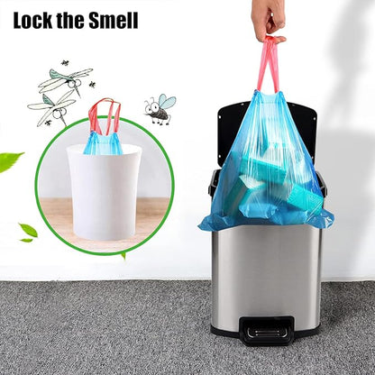 Small Trash Bags 2.6-6 Gallon Thicken Drawstring Trash Bags 4 Gallon Extra Strong Small Garbage Bags Unscented Wastebasket Liners Bags for Kitchen,Bathroom,Office,Home Trash Can 5 Color(80Counts)