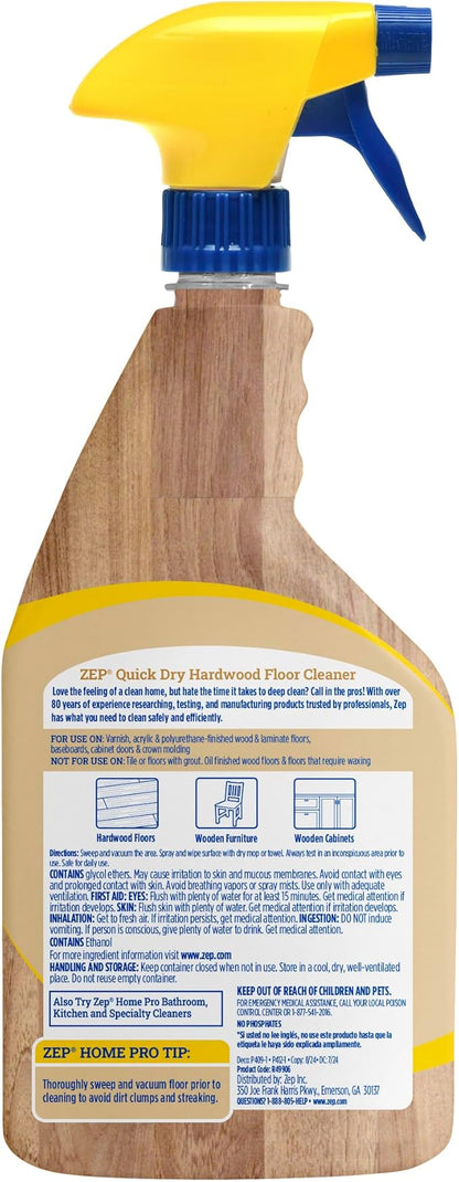 Zep Home Pro Quick Dry Hardwood Floor Cleaner - 24 Fl. Oz. - R49906 - Pro Trusted Cleaning Power: Now in Refreshing Scents and Family Friendly Formulas (6)