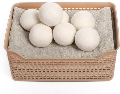 KINTOR Wool Dryer Balls XL 6 Pack, 100% New Zealand Wool Organic Fabric Softener, Hypoallergenic Baby Safe Unscented, Chemical Free Reduce Wrinkles Static Cling, Shorten Drying Time (XL-6pack)