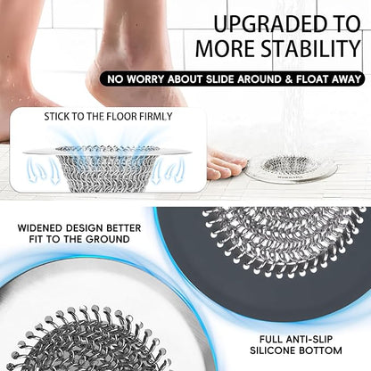 Wokdada Bathtub Drain Hair Catcher, Fast Drainage Shower Drain Hair Catcher, Reversible 304 Stainless Steel Drain Protector for Pop-Up and Regular Drains of Bathroom(Patented Product)