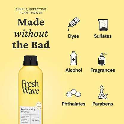 Fresh Wave Lemon Odor Eliminator Spray & Air Freshener, 8 oz. | Non-Aerosol, Fine Mist | Odor Absorbers | Safer Odor Relief | Natural Plant-Based Odor Eliminator | For Furniture, Fabrics & Trash