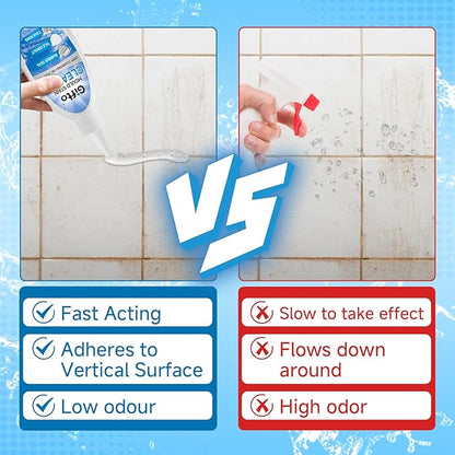 Gifto Mold Stain Remover Gel - Tile Grout Cleaner with Brush, Bleach Gel Washing Machine Cleaner Front Loader, Grout Cleaning Whitener for Bathroom Shower & Kitchen Sink, Non-Toxic, 10 fl oz 2 Pack