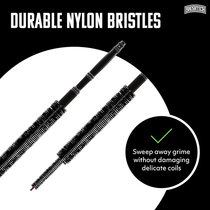 Brushtech Appliance Care Refrigerator Coil Cleaning Brush - Tapered Flexible Design for Deep Dust Removal & Appliance Maintenance - 15.25" Slim Nylon Bristles on Metal Wire Handle