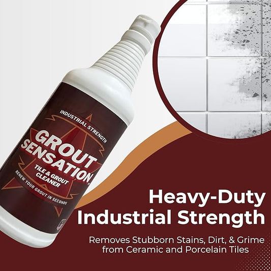 Heavy Duty Grout Cleaner - (Pack of 3) - For Tile Floors & Shower Tiles - Industrial Strength Grout Cleaning Solution Restores Original Color - No Residue, No Odor, USA Made - 32 oz