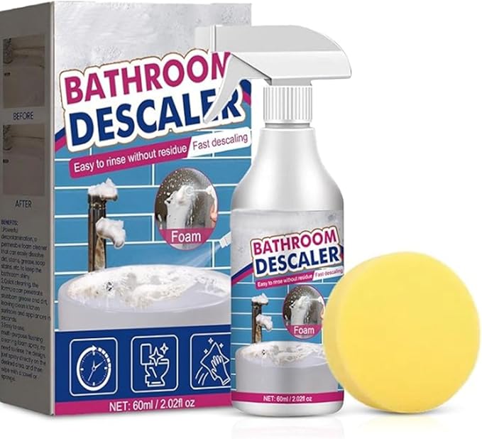 Bathroom Descaler Foam Cleaner Spray, All Purpose Stubborn Stains Cleaner, Bubble Cleaner Foam Spray for Toilet Bath Shower Glass Sink Cleane (1)