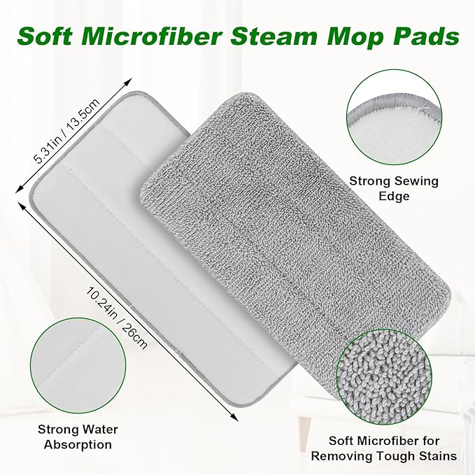 6 Pack Microfiber Steam Mop Pads Compatible with FEPPO, FODFINU & Seyola Series Steam Mop, Washable & Reusable Microfiber Steam Mop Cloth for All Types of Floors, Steam mop Attachments(6 Pack, grey)