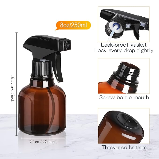Jinei 24 Pcs 8 oz Empty Plastic Spray Bottle Bulk with Trigger Sprayers Pet Adjustable Head from Fine to Stream Refillable for Hair Plants Cooking Pets, No Leakage(Black)