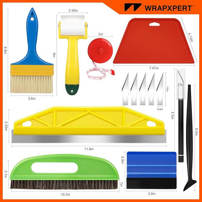 WRAPXPERT Wallpaper Smoothing Tools, Wallpaper Tools for Peel and Stick, Tool Kits for Adhesive Contact Paper, Backsplash Tile, Window Film Installation, with Smoothing Brush, Wall Paper Paste Kit