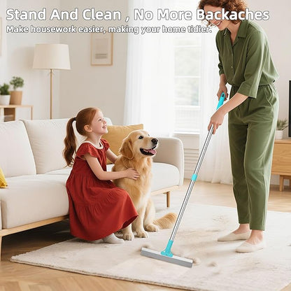 Carpet Rake for Pet Hair Removal, 54"Adjustable Handle Pet Hair Removal Carpet Brush Scraper, Pet Hair Removal Broom Tool for Carpet, Reusable Dog Cat Fur Remover, Pet Fur Cleaner for Rugs, Mats
