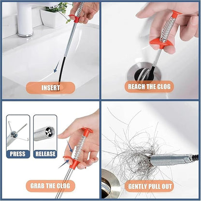 Drain Snake 116 Inch Flexible Claw Grabber Tool with 4 Claws Bendable Hose - Flexible Grabber Claw Pick Up Reacher Tool for Clogged Drains Opener Cleaning
