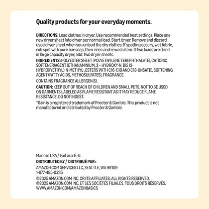 Amazon Basics Dryer Sheets, Original, Laundry Fabric Softener, 160 Count