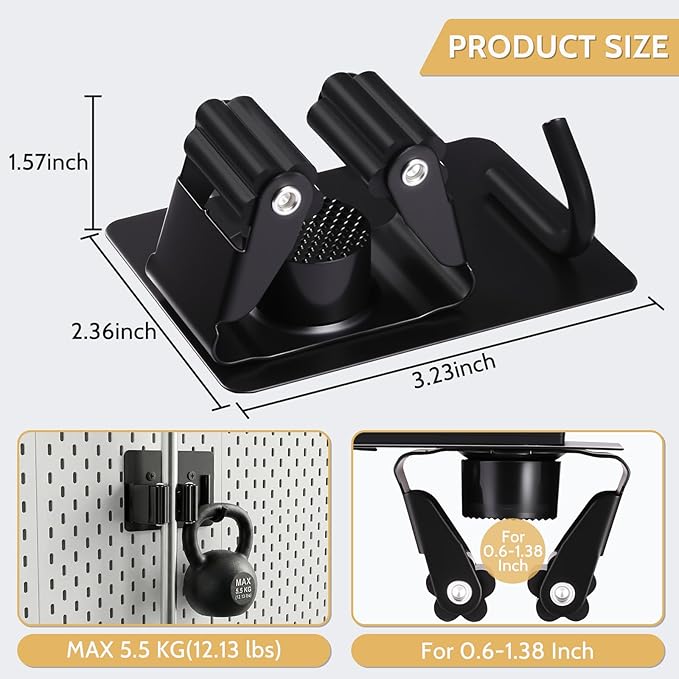 4pcs Magnetic Broom Holder Wall Mount, 12.13lbs Heavy Duty Mop and Broom Organizer, No Drill Tool Gripper for Garage Home Office Tool Organizer, RV & Living Room Essential (Black)