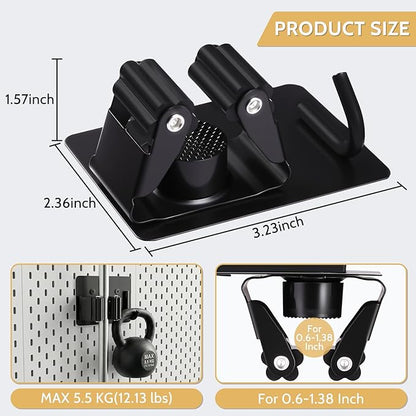 4pcs Magnetic Broom Holder Wall Mount, 12.13lbs Heavy Duty Mop and Broom Organizer, No Drill Tool Gripper for Garage Home Office Tool Organizer, RV & Living Room Essential (Black)