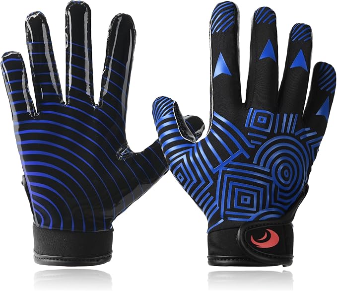 Youth Football Gloves Kids Silicone Grip Receiver Gloves with Super Stick Ability for Best Game Experience