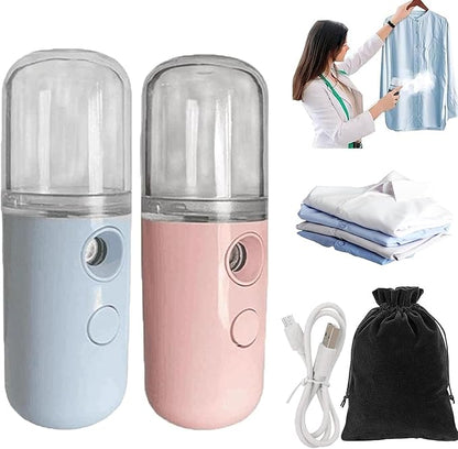 Easy Care Sunshine 15s Heat up Mini Travel Steamer, Easycare Sunshine Mini Travel Atomizer, Mini Handheld Garment Steamer, Fabric Steam Iron for Home and Travel (Pink+Blue)