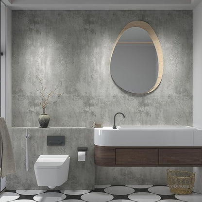 36"x394" Wide Thick Light Grey Concrete Wallpaper Peel and Stick Vinyl Matte Textured Grey Concrete Contact Paper Removable Self-Adhesive Cement Look Wall Sticker for Bedroom Garage Basement