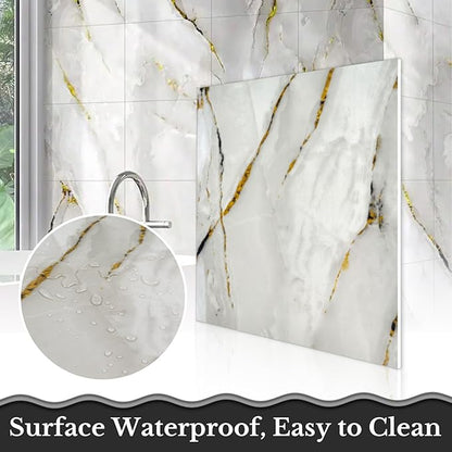 30 Sheets Peel and Stick Wall Panels, Self-Adhesive PVC Wall Panels for Kitchen Backsplash, Bathroom Decoration, 11.8" x 11.8" (Tile Effect Wallpaper)