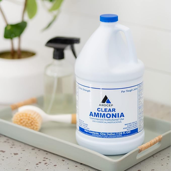 Clear Ammonia Cleaner Liquid, 2 Gallon, Multipurpose, Multi-Surface Cleaning Solution Removes Grease, Hard Water Stains, and Odors, Kitchen and Bathroom Use