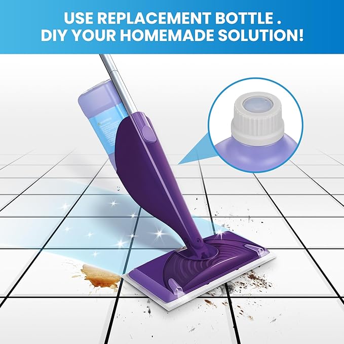 Bisenkud Refillable Bottle for Swiffer® Wet Jet™ Mop - 1250ml /42.3 FL OZ - Leak-Proof HDPE Solution Bottle, Empty，Not for Power mop