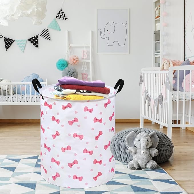 19.7" Round Kids Laundry Basket Gift Basket Storage Laundry Hamper Laundry Basket Baby Toys Nursery Bin with Handles,Storage Basket for Kids Room Bedroom Decor