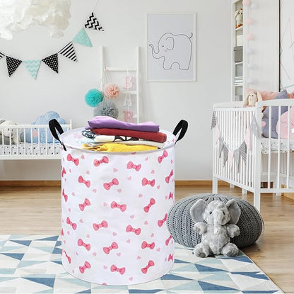 19.7" Round Kids Laundry Basket Gift Basket Storage Laundry Hamper Laundry Basket Baby Toys Nursery Bin with Handles,Storage Basket for Kids Room Bedroom Decor