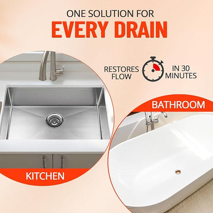 Drain Clog Remover and Drain Cleaner, Unclogs and Removes Hair, Soap Scum and Blockages, for Bathroom, Kitchen, Sink, Tubs (2-Pack)