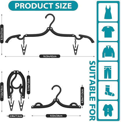 30 Pcs Travel Hangers Portable Foldable Travel Hanger Organizer, Plastic Cruise Essentials Clothes Drying Rack Folding Hangers for Camping Flying RV Europe Vacation Essentials Suitcase, Pitch Black
