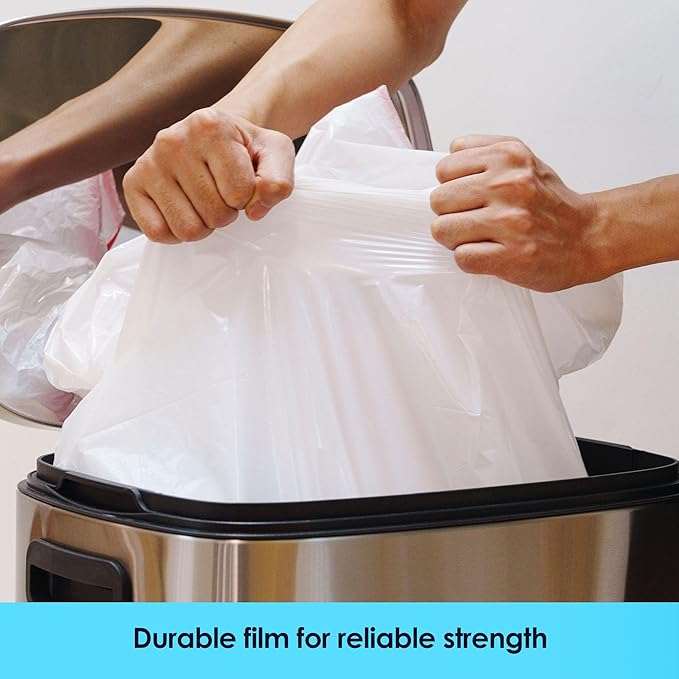 HygiCare 13 Gallon Tall Kitchen Trash Bags, Fresh Scent 200 Count Drawstring Garbage Bags, Pre-Separated, Odor Control, Ultra Strong, Leakproof, Sturdy, White