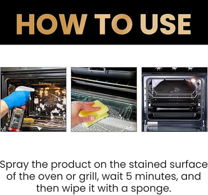 Oven & Grill Cleaner Spray - Oven and Grill Cleaner Heavy Duty Spray, Kitchen Heavy Duty Oil Stain Remover, Grill and Smoker Cleaner and Degreaser, Multi-purpose Stubborn Stains Cleaner (3)