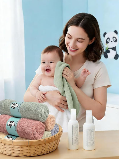 HIPHOP PANDA Baby Washcloths, Rayon Made from Bamboo - 2 Layer Ultra Soft Absorbent Newborn Bath Face Towel - Reusable Baby Wipes for Delicate Skin - Pastel Macaron, 6 Pack