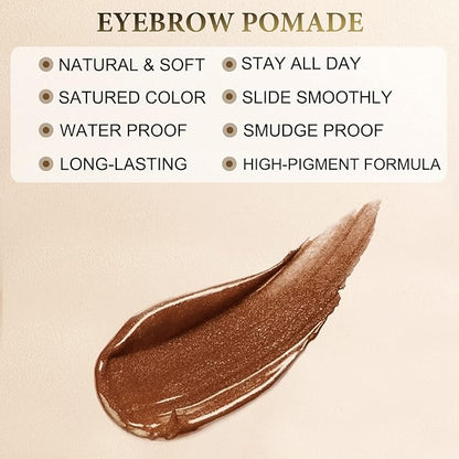LAVONE Eyebrow Stamp Pencil Kit - Makeup Brow Stamp Trio with Waterproof Eyebrow Pencil, Eyeliner, Pomade, Dual-ended Brush - Caramel