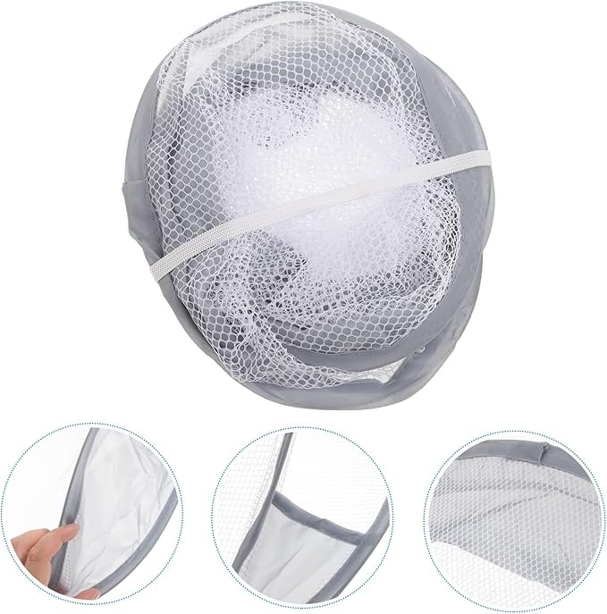 OUNONA Foldable Wall-Mounted Laundry Storage Bag Portable Hanging Clothes Basket Collapsible Mesh Organizer for Bathroom Gray 1-Pack