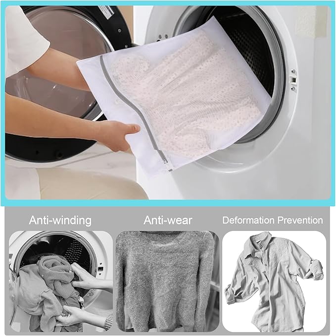 Laundry Bags Mesh Wash Bags, Lingerie Bag for Washing Delicates, White Net, 3M