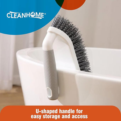 3 Pcs Scrub Brush,Multifunctional Cleaning Brush Set with Non-Slip Handle and Sturdy Bristles,Scrub Brushes for Cleaning Bathroom,Kitchen,Grout,Tile,Grey