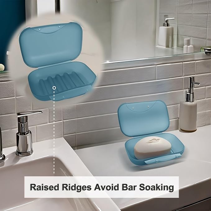 Travel Soap Holder Bar Soap Dish Shower Soap Saver Case Container Box for Bathroom Camping Gym Vonpri (Blue 3pack Without Bag)