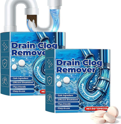 Strong Drain Effervescent Tablet, Quick-Dissolving Sink Tablets for Smell, Foaming Drain Cleaner Tablets for Garbage Disposal, Cleaner for Sewer, Toilet and Septic Tank, 12pcs/box (2box)