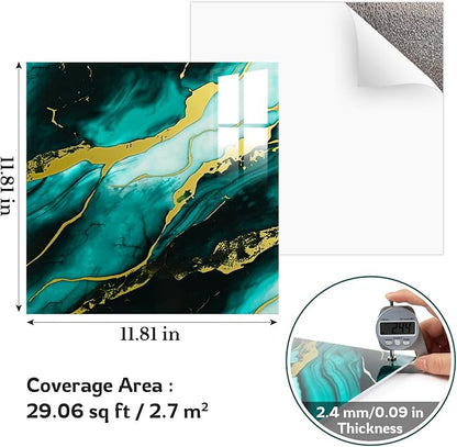 2.4mm Thick Marble Peel and Stick Backsplash, 30-Pack Self-Adhesive PVC Foam Wall Panels for Kitchen Backsplash, Bathroom, Living Room (11.8" x 11.8")