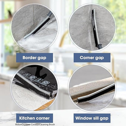 Crevice Cleaning Brush, Heavy-Duty Bristle Brushes for Compact Space Cleaning, Slim Gap Scrubbing Tool, Perfect for Kitchen Surfaces, Window Tracks, Bathroom Tiles & Faucets (BK 3 Pcs)