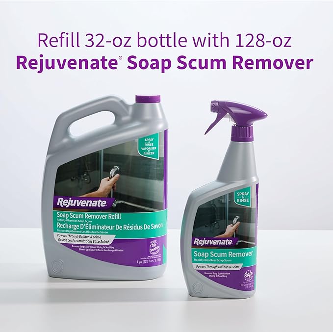 Rejuvenate Soap Scum Remover, 32 Ounces, Easily Dissolves Soap Scum Without Scrubbing