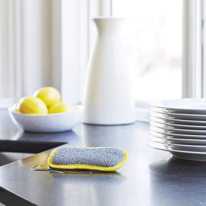 E-Cloth Washing Up Pad, Premium Microfiber Non-Scratch Kitchen Dish Scrubber Sponge, Ideal for Dish, Sink and Countertop Cleaning, 100 Wash Guarantee, Yellow, 4 Pack